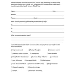 The Highest Quality Mental Health Intake Form Printable Download Template Page Thumb Big