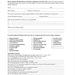 Superb Free Sample Assessment Intake Forms In Ms Word Form Counseling Client Template Therapy Mental Health