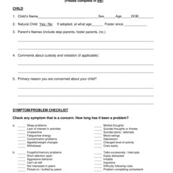 Marvelous Free Mental Health Providers Intake Forms In Ms Word Form Child