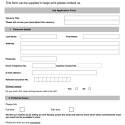 High Quality Job Application Form Template In Word And Formats Static Pr Vacancy Title