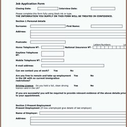 Exceptional Job Application Form Template Sample Templates