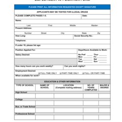 Free Printable Job Application Form Template Generic Employment Applications Sample Format Employee Word
