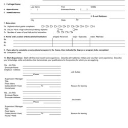 Sample Job Application Form In Word And Formats Doc Details