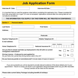 Preeminent Free Employment Job Application Form Templates Printable