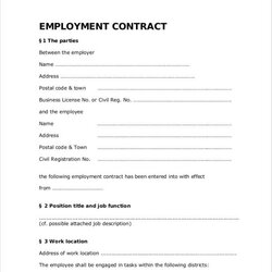 Free Printable Employment Contract Template Templates Sample In