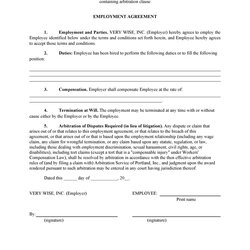 Exceptional Word Printable Employment Contract Template Templates