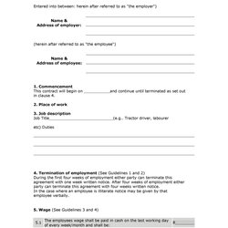 Great Free Employment Contract Templates Word