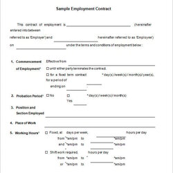 Employment Agreement Form Free Templates Contract Template Word Job Printable Forms Sample Contracts Samples