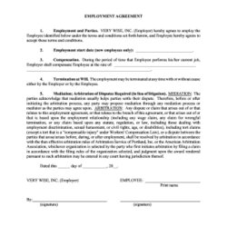 Superior Employment Agreement Sample In Word Master Of Template Document Simple Forms Templates