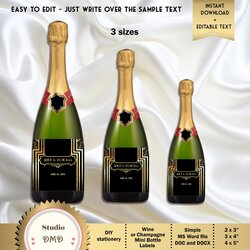Superb Mini Champagne Bottle Labels Template Elegant Great Gatsby Art