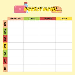 Printable Weekly Menu Template For Daycare Templates Free Blank