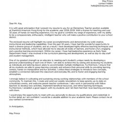 Teacher Cover Letter Elementary Collection Template Teaching Info Formidable Image
