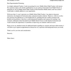 Supreme Examples Of Cover Letters For Teachers Leading Professional Teacher Letter Resources