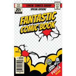 Super Comic Book Cover Vector Template By Cart
