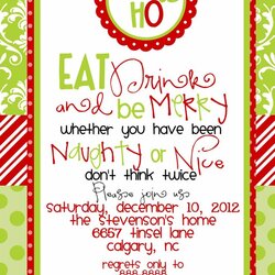 Sterling Free Printable Holiday Party Invitations Christmas Wording Religious Merry Nibbles Elephant