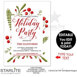 Brilliant Holiday Party Invitations Instant Download Editable