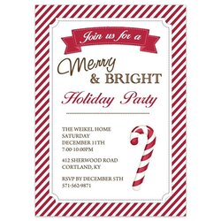 Cool Template Classic Holiday Party Invitation Templates Christmas Cane