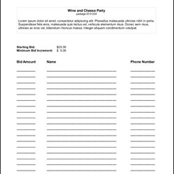 Terrific Free Printable Silent Auction Bid Sheets Sheet Template Search Google Source Ideas