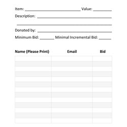 Free Printable Silent Auction Bid Sheets That Are Peaceful Mitchell Blog Donation Documents Sheet