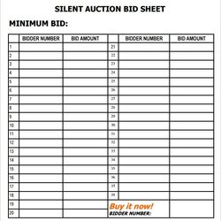 Perfect Silent Auction Bid Sheet Template Sheets Templates Sample Printable Examples Word Sign Form Excel