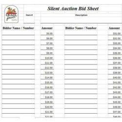 Magnificent Silent Auction Bid Sheet Sheets Raffle