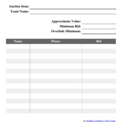 Superb Silent Auction Bid Sheet Template Fill Out Sign Online And Download Printable Print Big