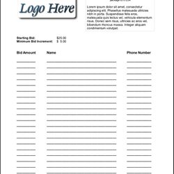 Smashing Silent Auction Bid Sheet Template Sheets Templates Printable Spreadsheet Form Sample Baskets Excel