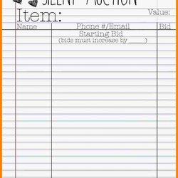 Admirable Silent Auction Forms Templates Sign Up Sheets Bid Sheet Free Printable Template Word Best Ideas