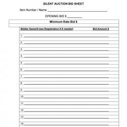 Super Sample Silent Auction Bid Sheet Templates Word Excel Registration Form Template Doc