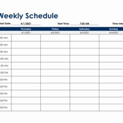 Brilliant Weekly Schedule Template In Excel