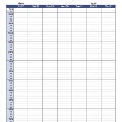 Matchless Weekly Calendar Template For Excel Calendars Printable Sheets Google Editable