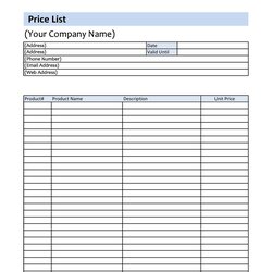 The Highest Standard Free Price List Templates Sheet Template Lab Printable