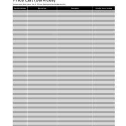 Swell Free Price List Templates Sheet Template