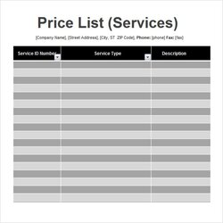 Supreme Price List Templates Free Printable Excel Word Formats Template Blank Company Sample Service Services