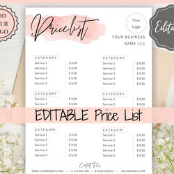 Worthy Salon Price List Template Word Free Printable Templates