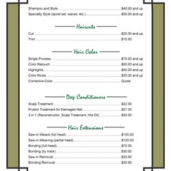 Perfect Free Price List Templates Sheet Template Printable Pricing Table