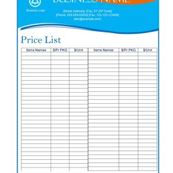 Free Price List Templates Sheet Template Lab Business Word Excel Printable Items Make Different