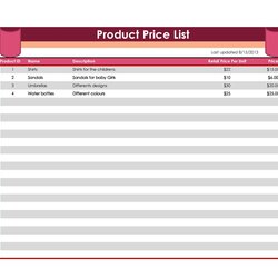 Sublime Free Price List Templates Sheet Template Lab Printable Pricing Items Sample Table
