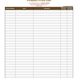 Spiffing Free Price List Templates Sheet Template