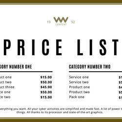 Cool Price List Templates Edit Editable Personalize Free Easy Fast Print Black White Pricing