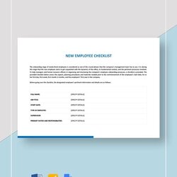 Tremendous New Employee Checklist Template Free Sample Example Format Download Templates Word Docs Google