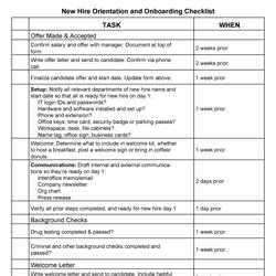 Super Free New Employee Orientation Checklist Templates Printable Hire