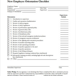 Supreme Printable New Employee Checklist Template Orientation