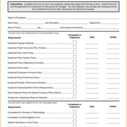 Marvelous New Hire Checklist Template Employee Orientation Excel Employees Welcome Employment Hiring Handbook