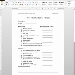 Smashing New Employee Checklist Template Excel Awesome Hiring Training Sample Templates Orientation Hr List