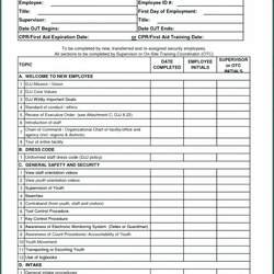 Fine Free Printable New Employee Training Checklist Template Sample