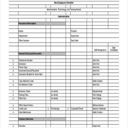 Free Sample New Employee Checklists In Ms Word Excel Checklist Format Template Templates