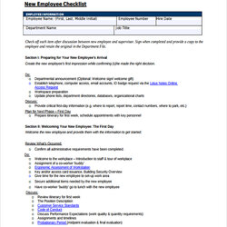 Eminent Free Sample New Employee Checklists In Ms Word Excel Checklist Template Templates