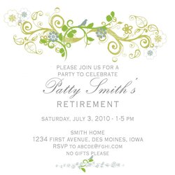 Supreme Retirement Party Invitation Template Invitations Card Word Celebration Microsoft Wording Cards Flyer
