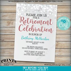 Legit Retirement Party Invitation Celebration Invite Retire Printable Glitter Custom Style
